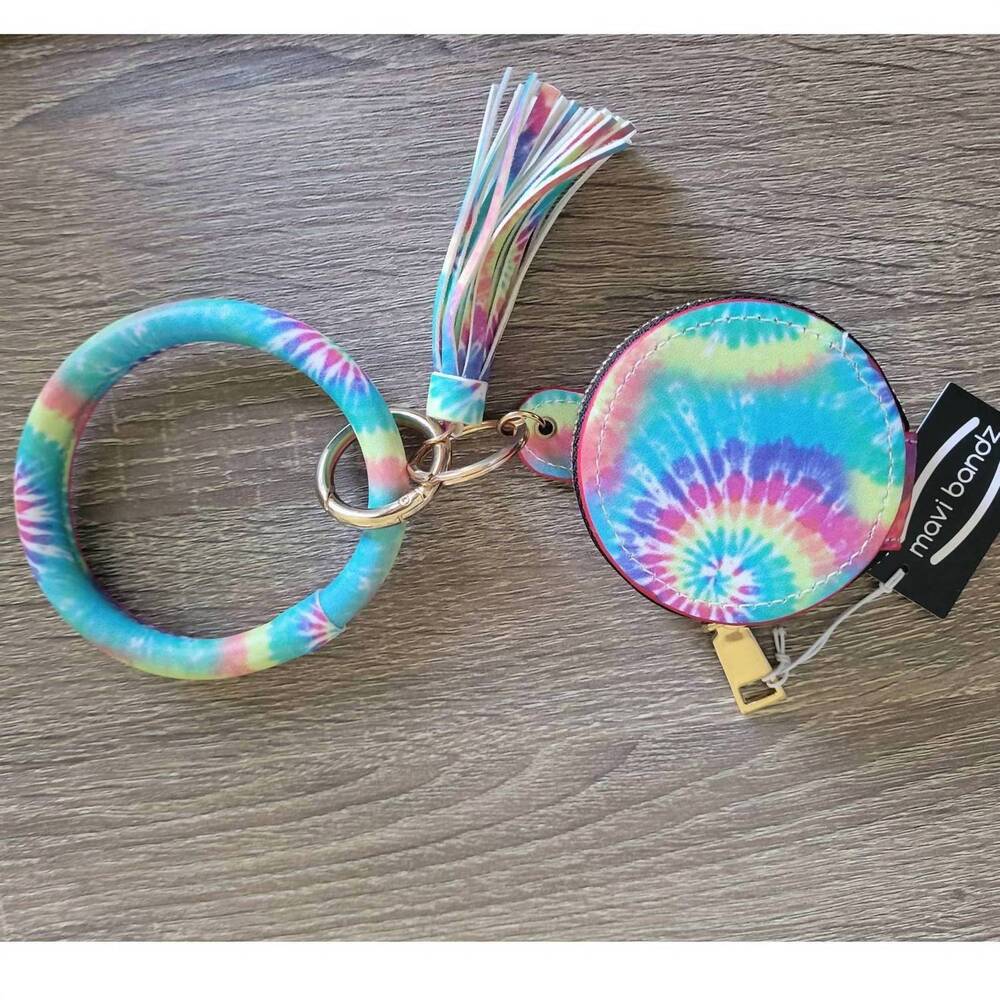 NEW MAVI BANDZ colorful tie dye bangle tassel keyring keychain earbud airpod cas
